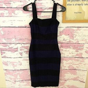 BANANA REPUBLIC Women’s Navy Blue Black Striped Denim look Dress size 0